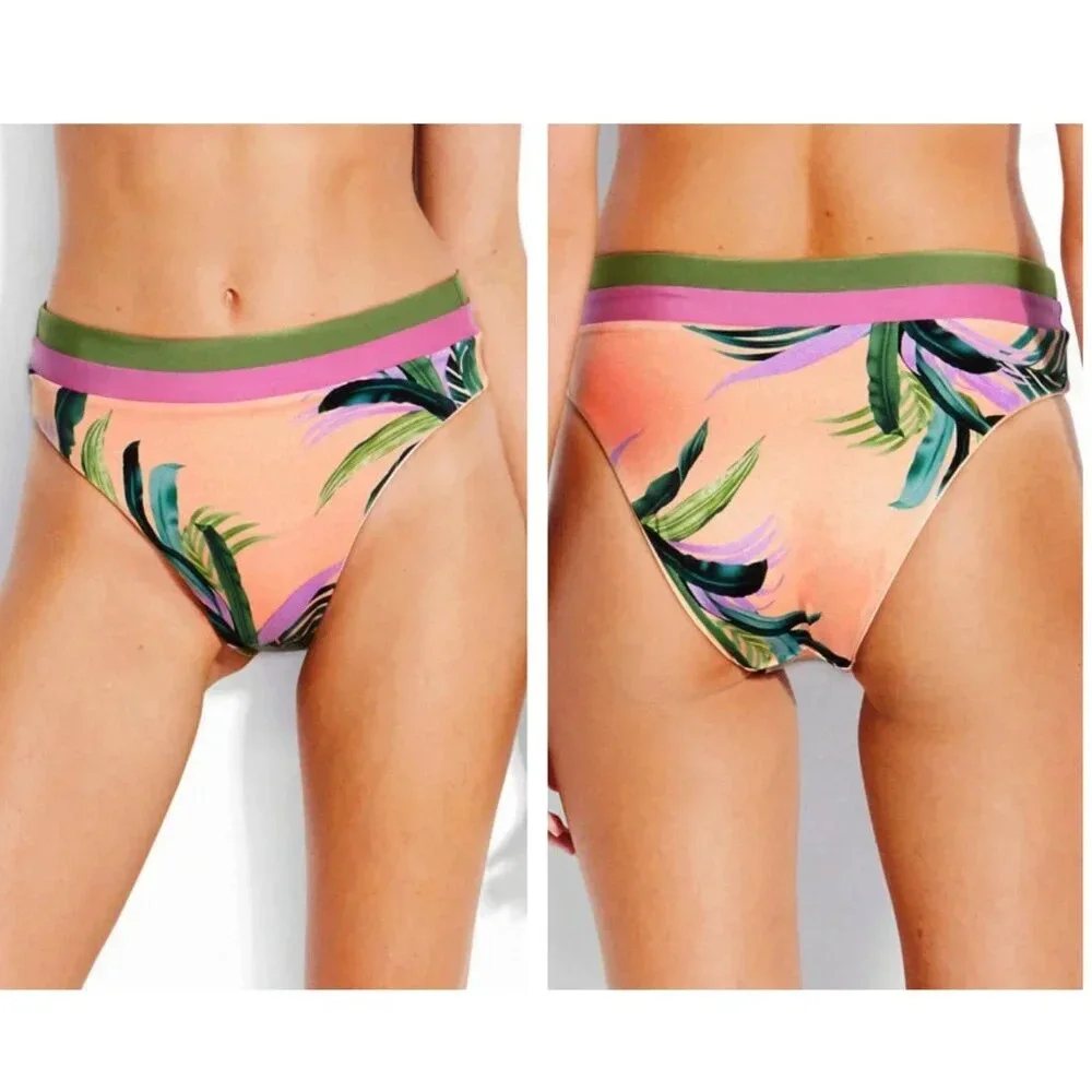 New! Seafolly Las Palmas Banded Reversible Bikini Bottom 21602